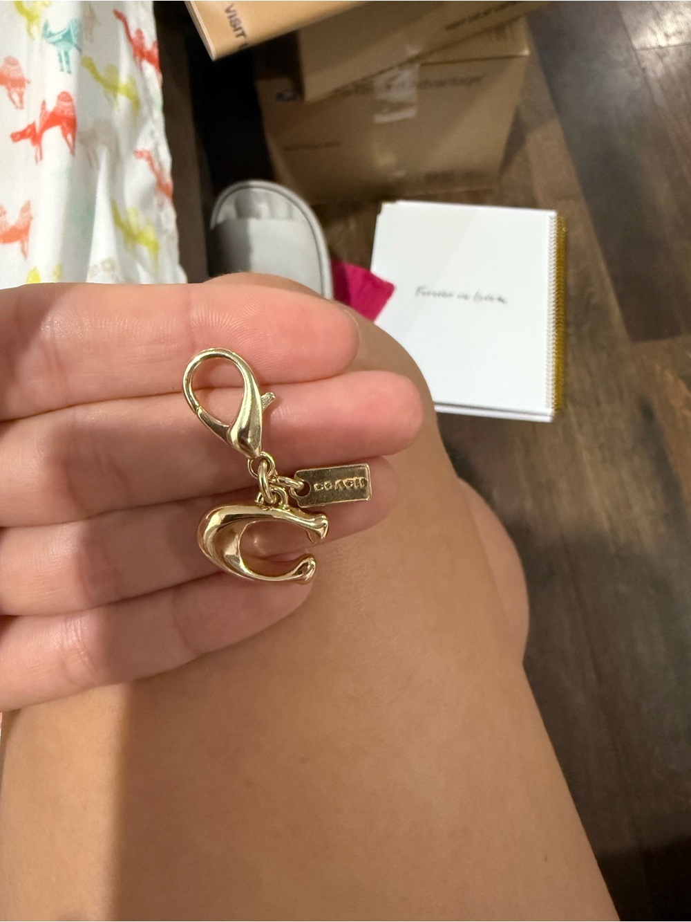 Coach Gold 'C' Key & Card Holder Charm Clip